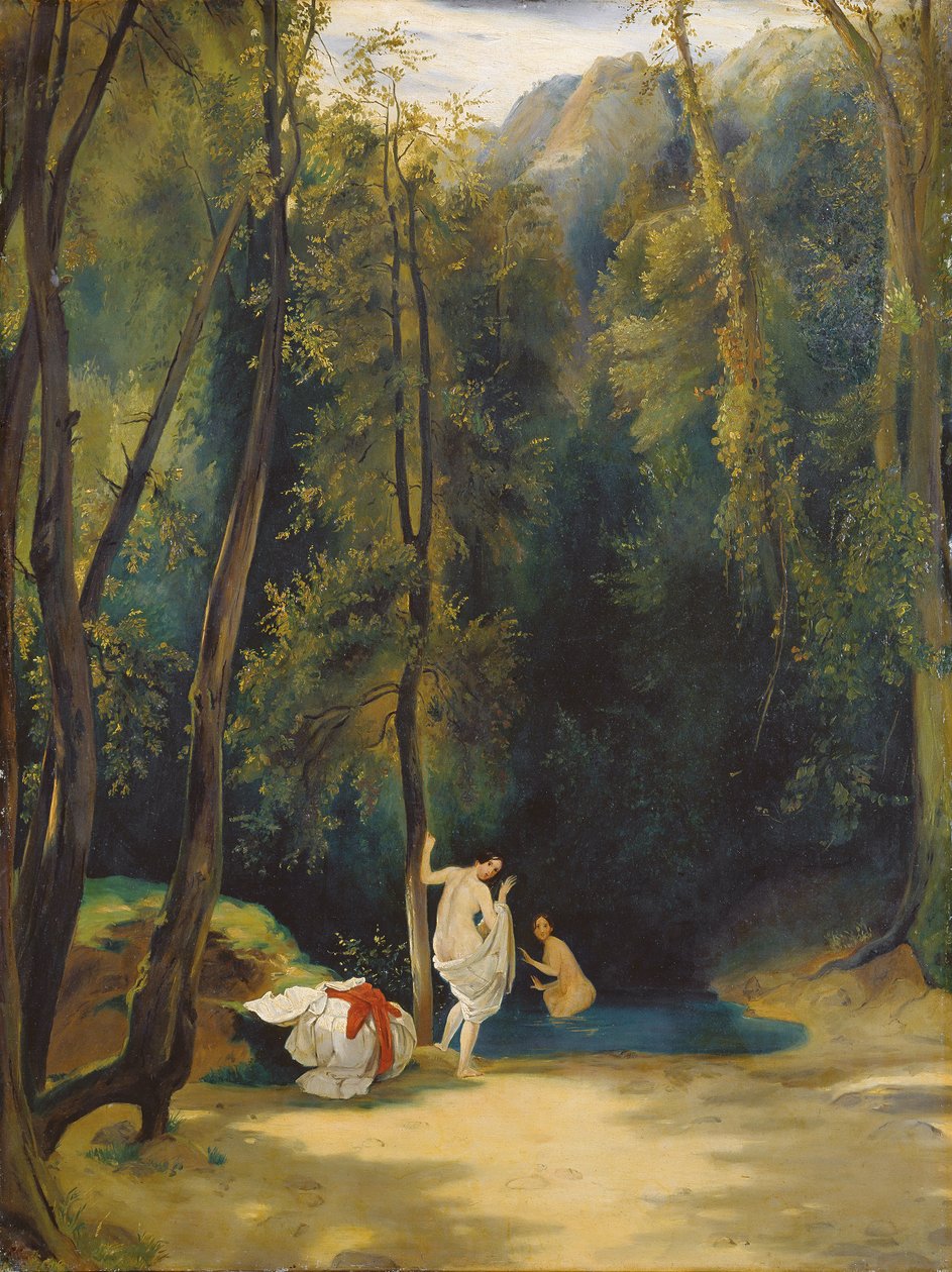 Badende vrouwen in het park van Terni door Carl Blechen