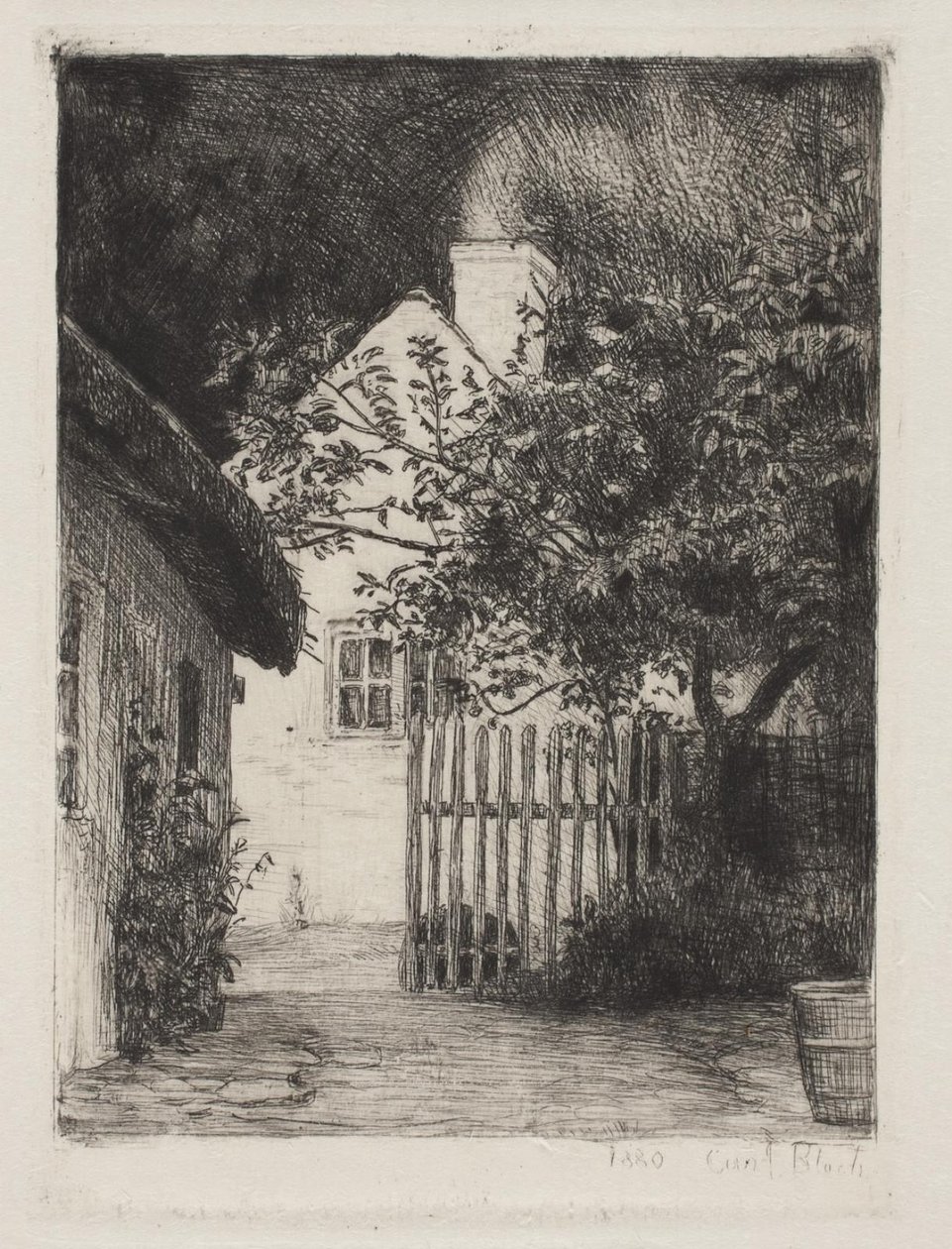 De twee huizen en de fruitboom door Carl Bloch