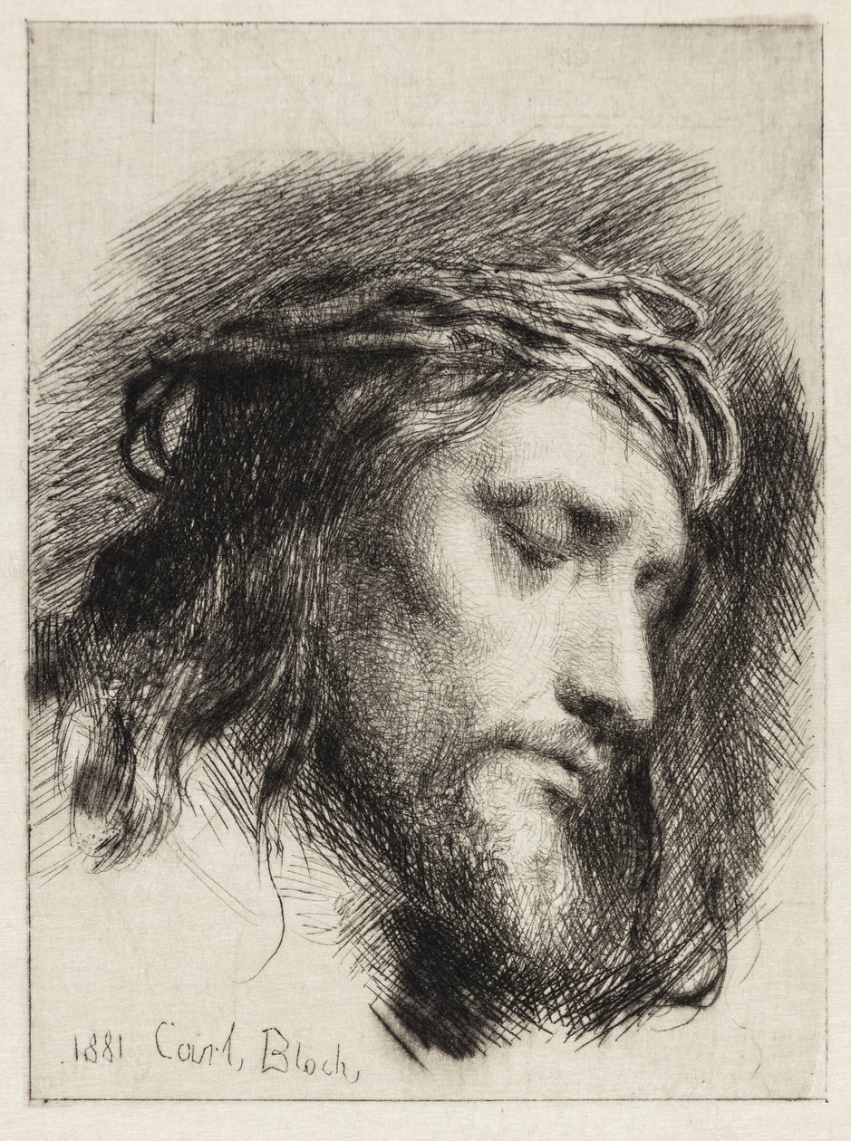 Doornenkroon Christus hoofd door Carl Bloch