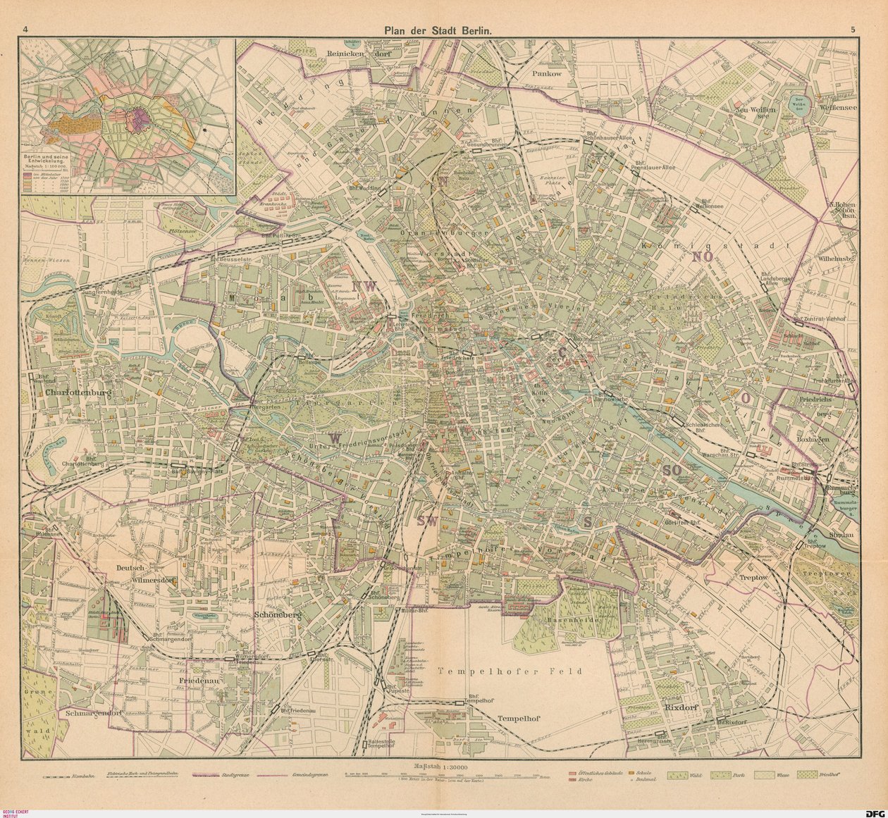 Plan van de stad Berlijn door Carl Diercke