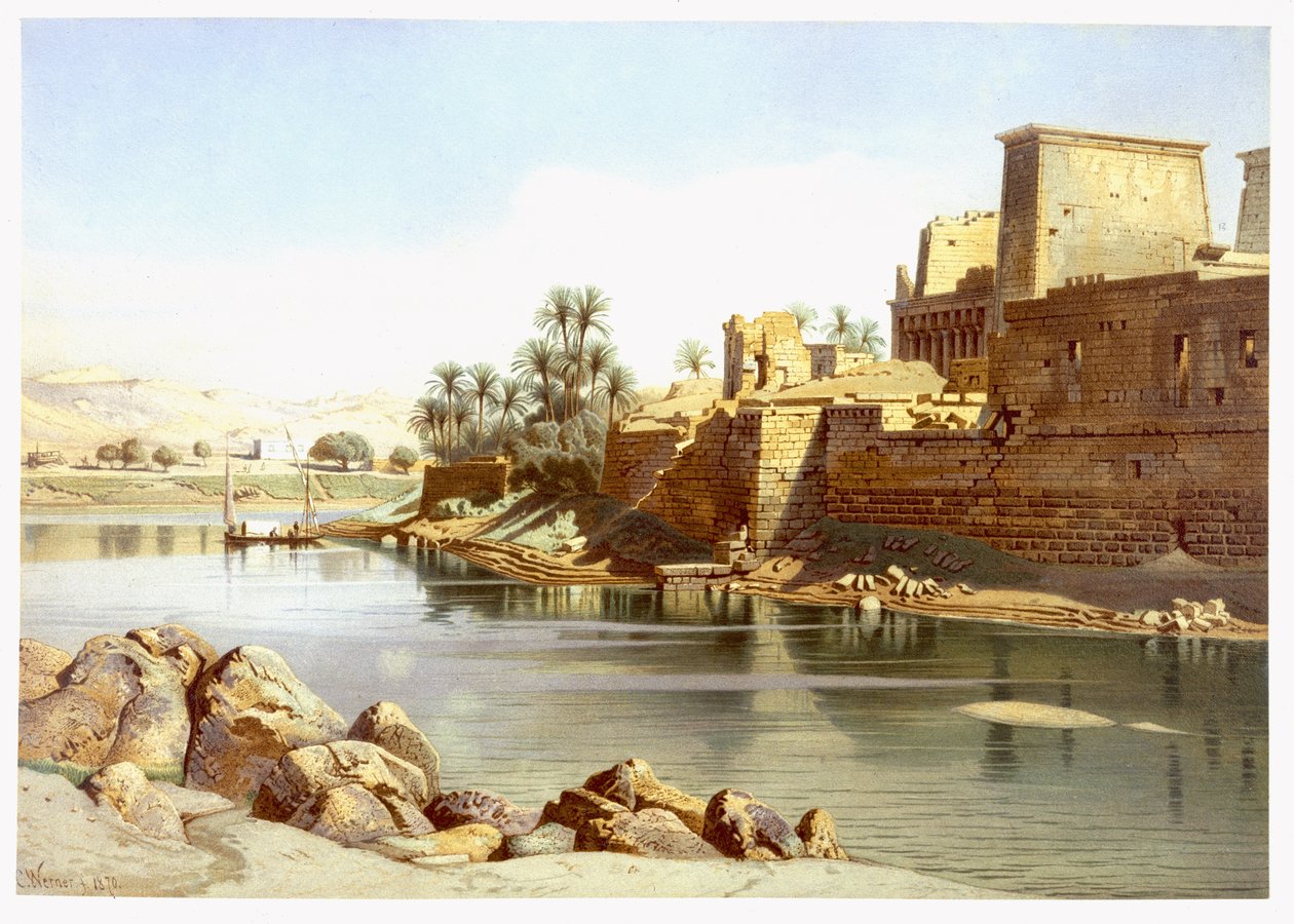 Tempel van Isis in Philae, 1870 door Carl Friedrich Heinrich Werner