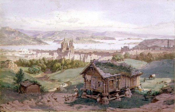 Uitzicht op Christiania door Carl Friedrich Heinrich Werner