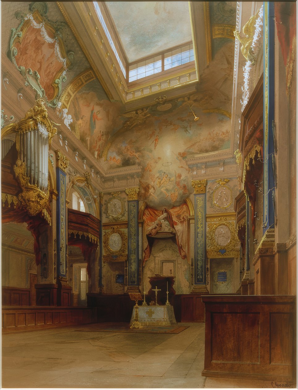 Kapel in Schloss Charlottenburg door Carl Georg Anton Gräb
