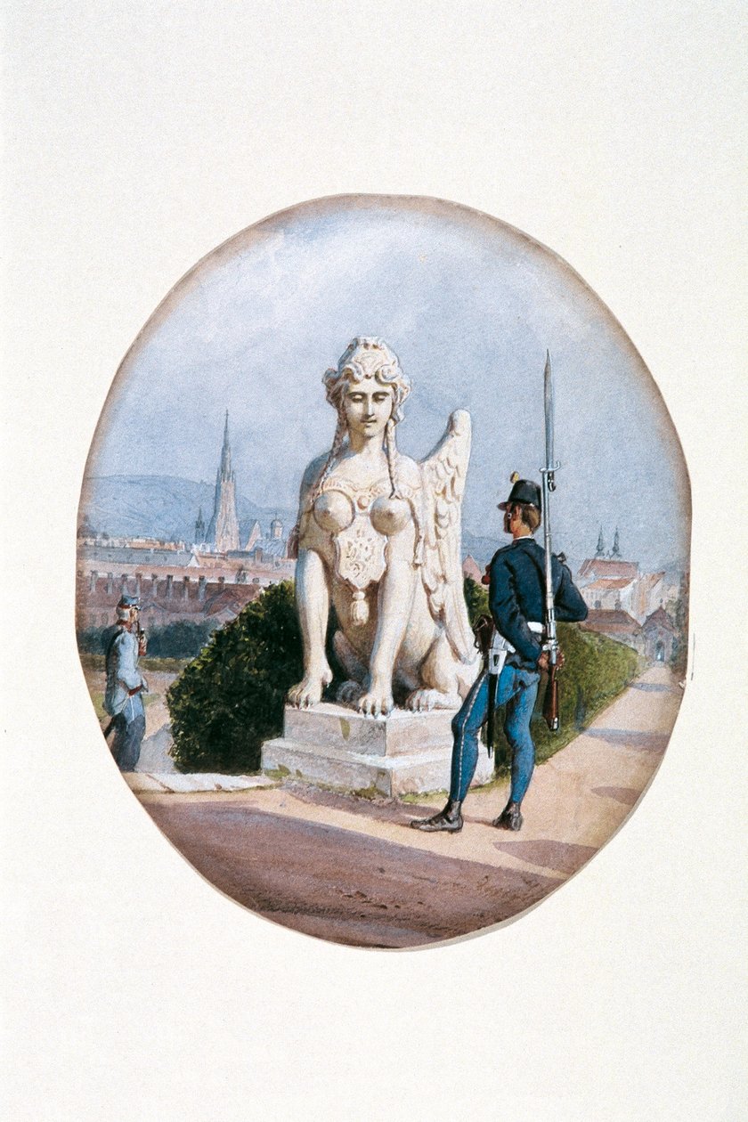 Een infanterist als wachtpost voor het Oberen Belvedere door Carl Goebel d. J.
