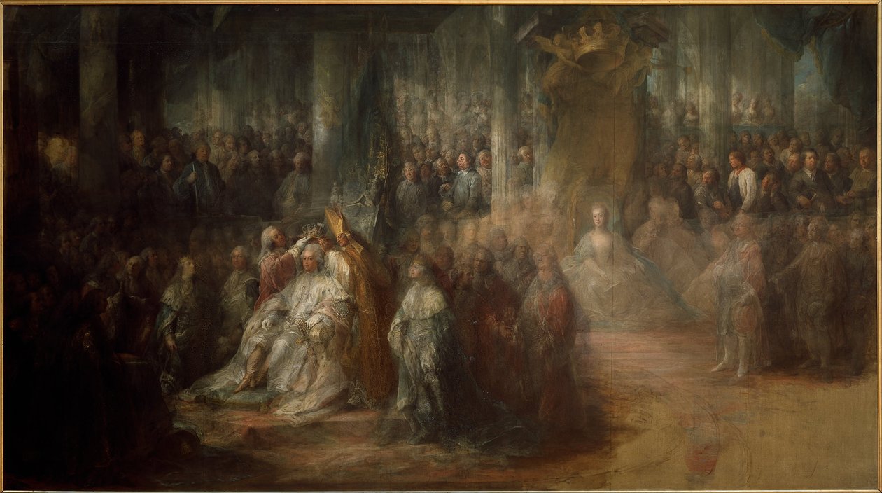 Zweeds: Kroning van Gustav III. Onvoltooid
 De kroning van koning Gustav III van Zweden. Onvoltooid door Carl Gustaf Pilo