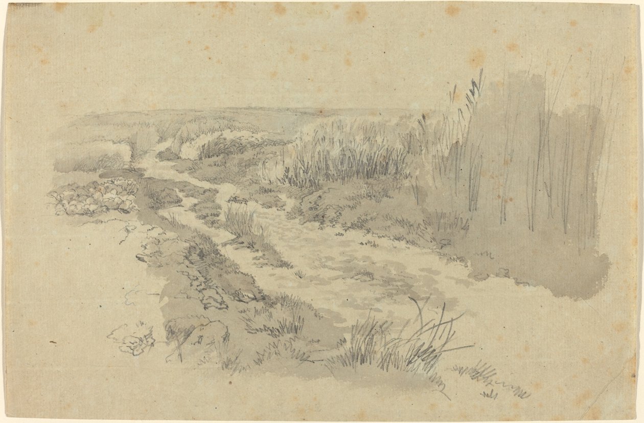 Een pad door velden bij Leipzig door Carl Gustav Carus