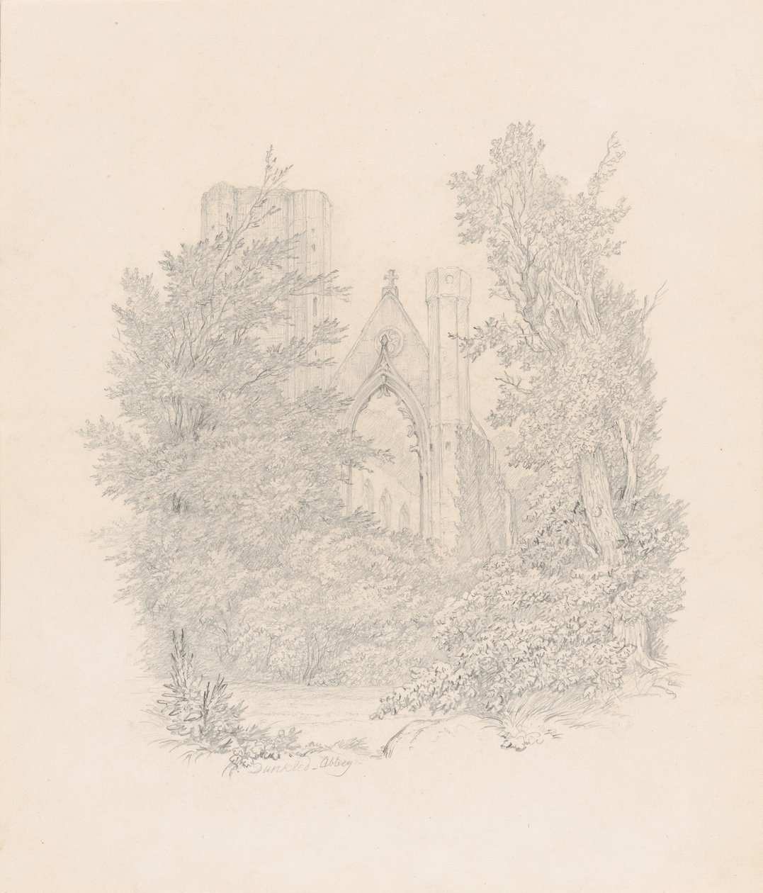 Gezicht op de westgevel van de kathedraal van Dunkeld door Carl Gustav Carus