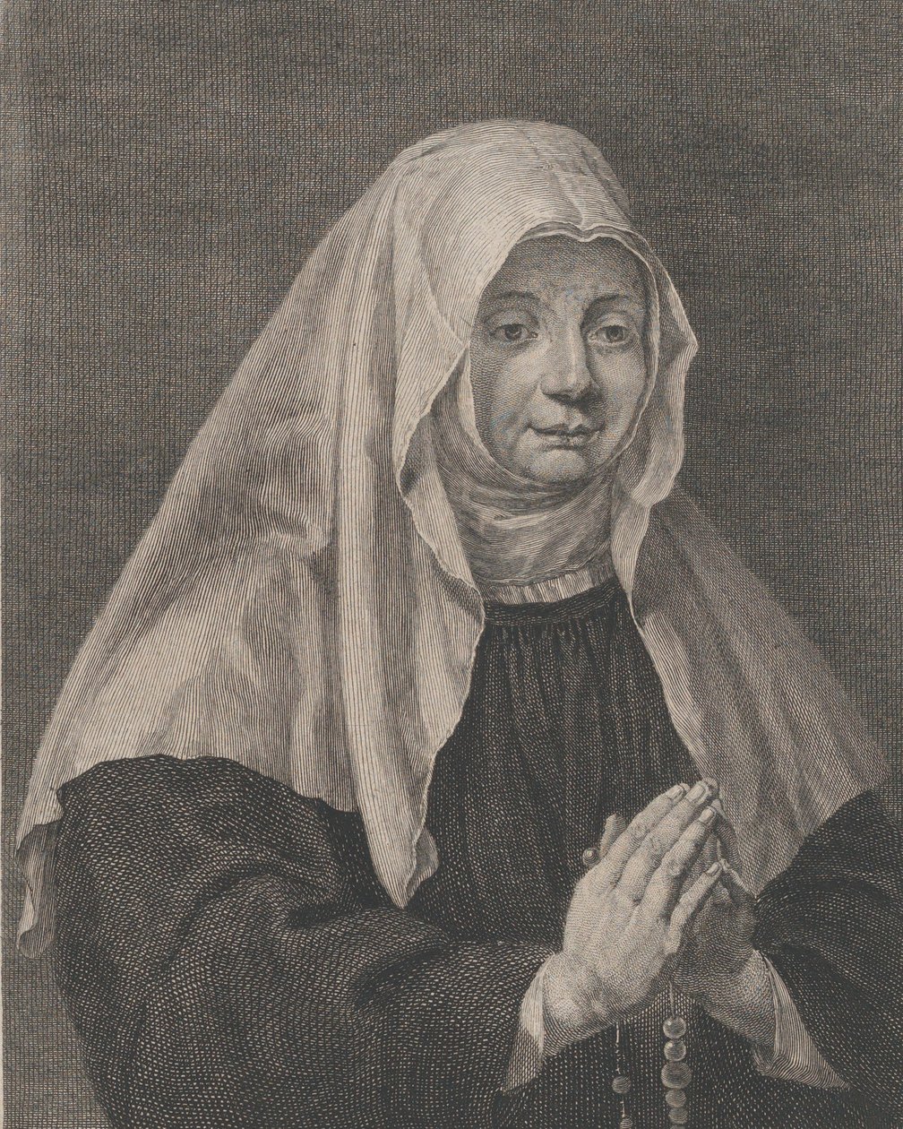 Portret van een biddende non door Carl Guttenberg