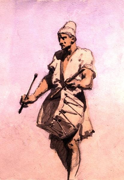 Een trommelaar in de huwelijksstoet, Caïro door Carl Haag