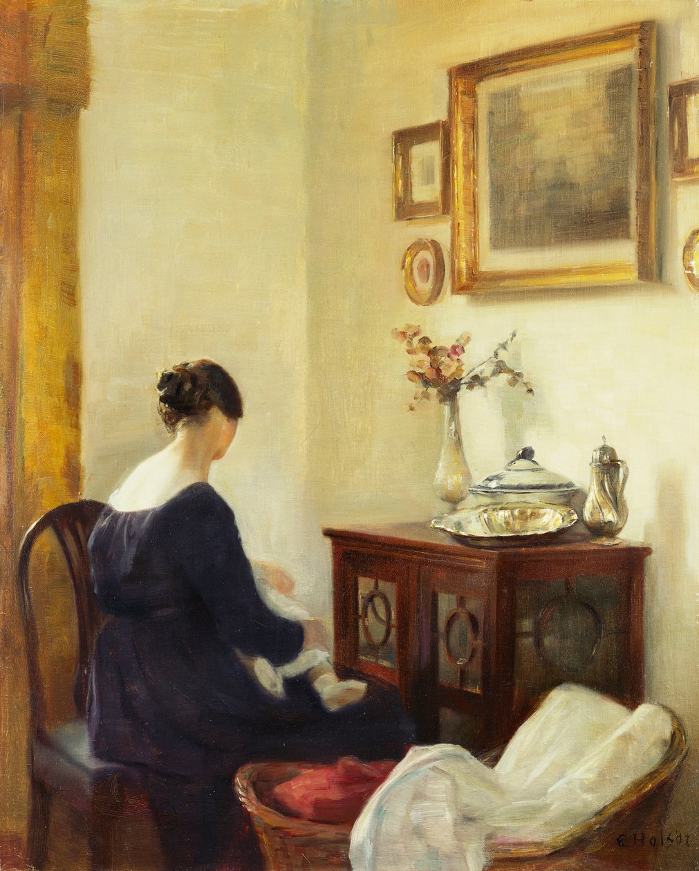 Een Moeder en een Kind in een Interieur door Carl Holsoe