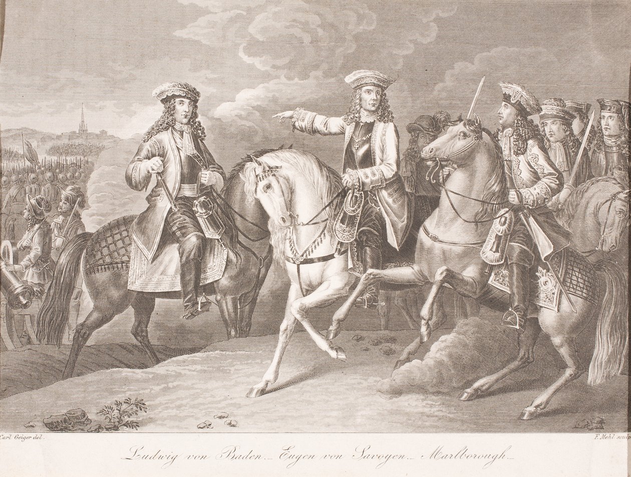 Markgraaf Ludwig Wilhelm van Baden-Baden, Prins Eugen van Savoye en John Churchill, Hertog van Marlborough door Carl Joseph Geiger