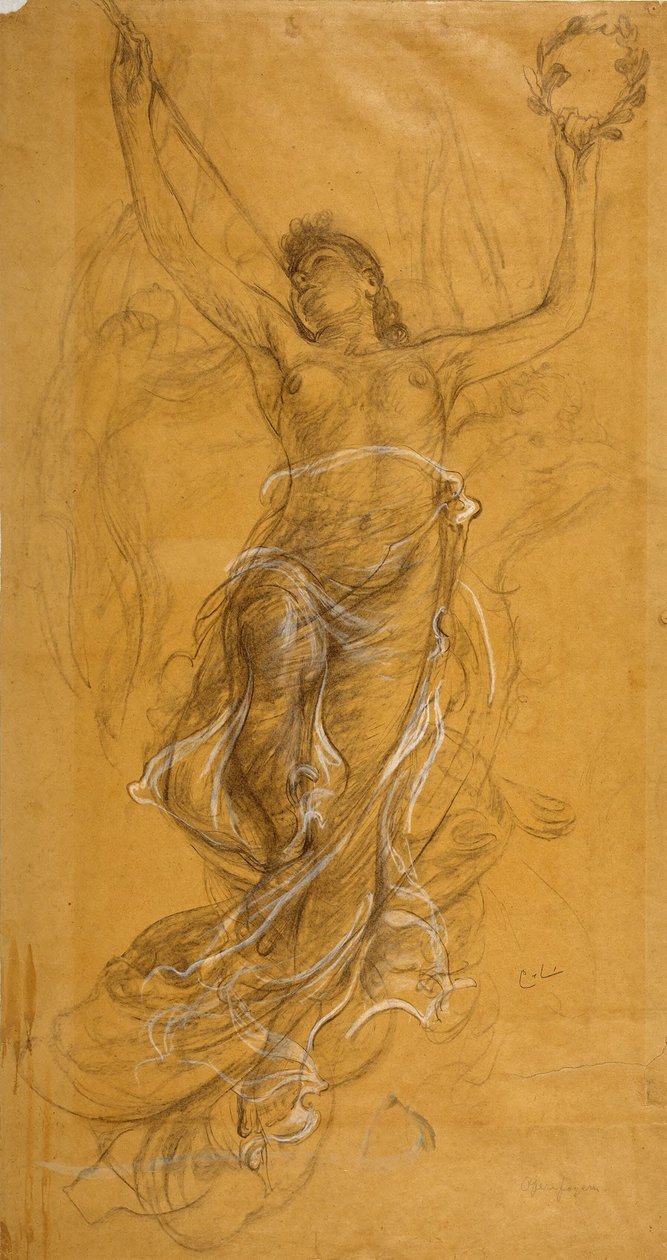 Trompetenblasende Frau. Studie für die Decke im Opernfoyer door Carl Larsson