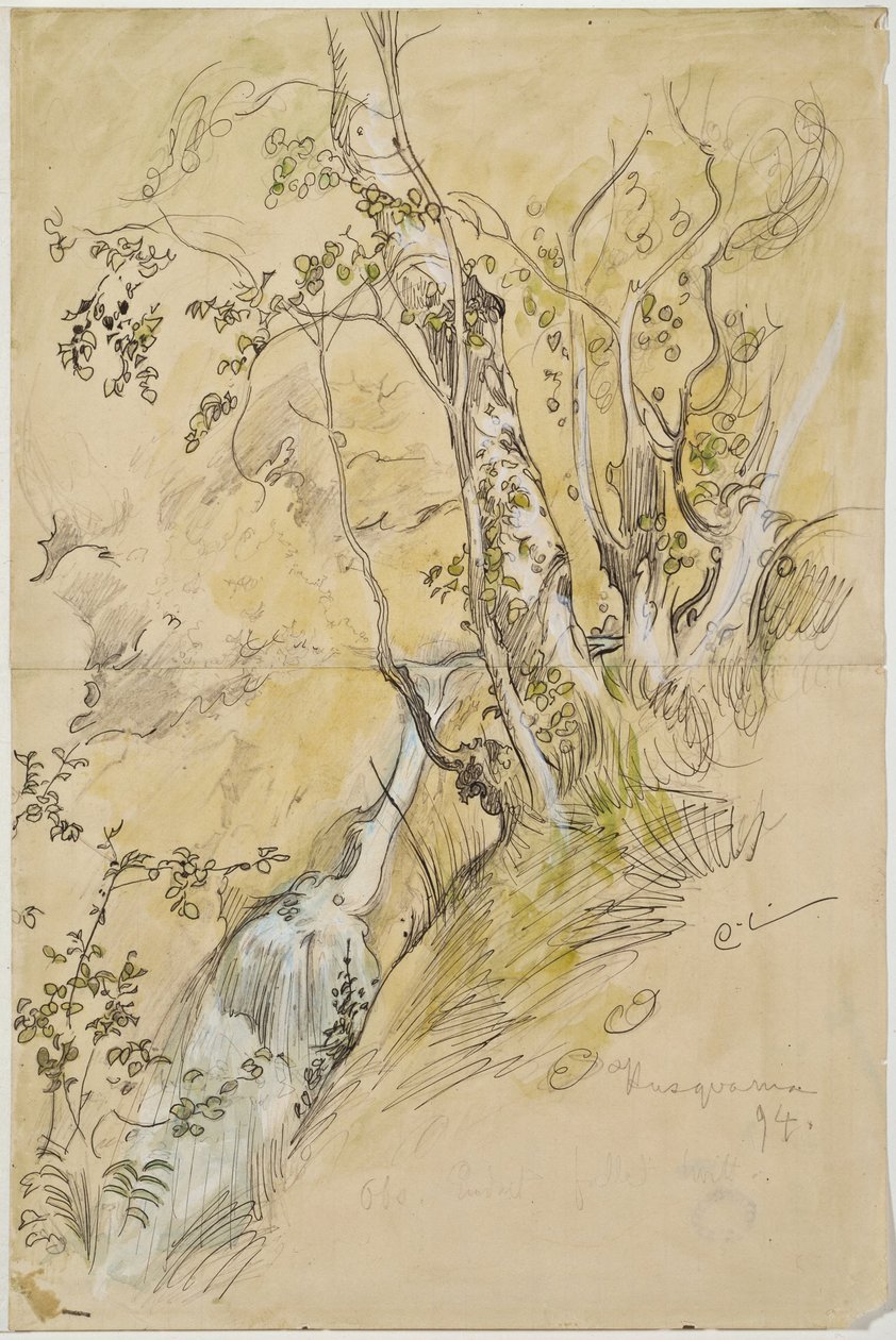 Berken bij een beek door Carl Larsson