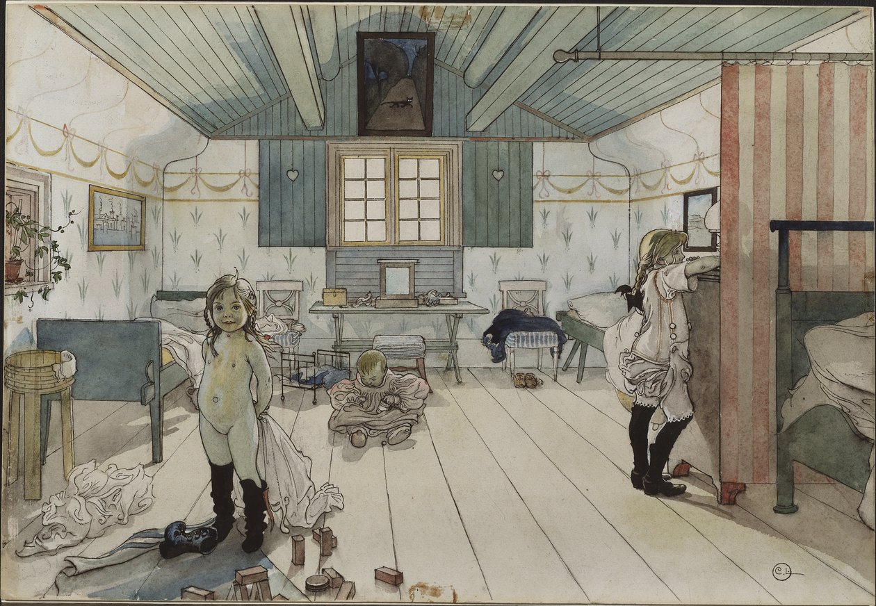 Kamer van kleine meisjes door Carl Larsson