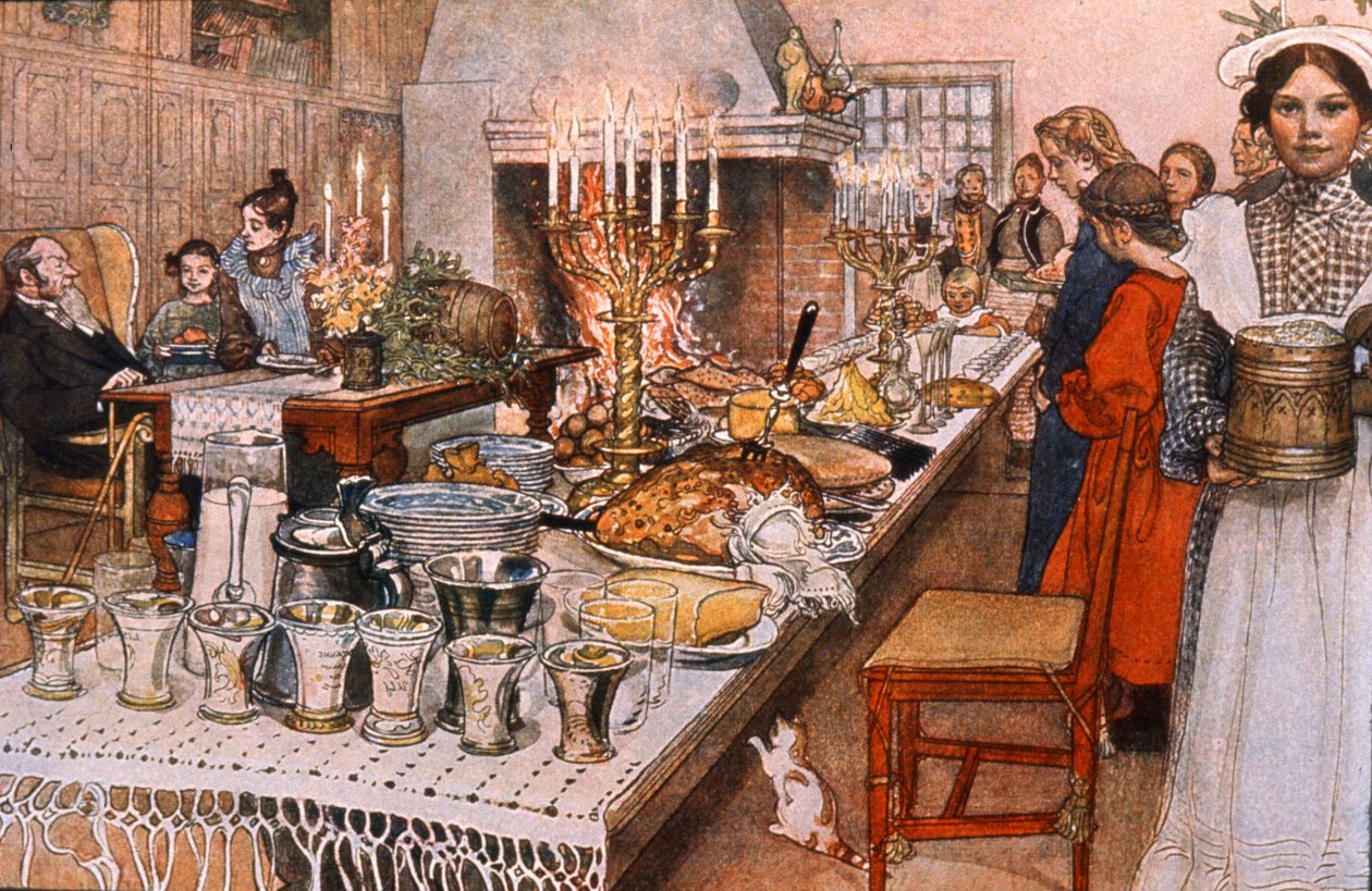 Kerstavond diner in Zweden, begin 20e eeuw door Carl Larsson