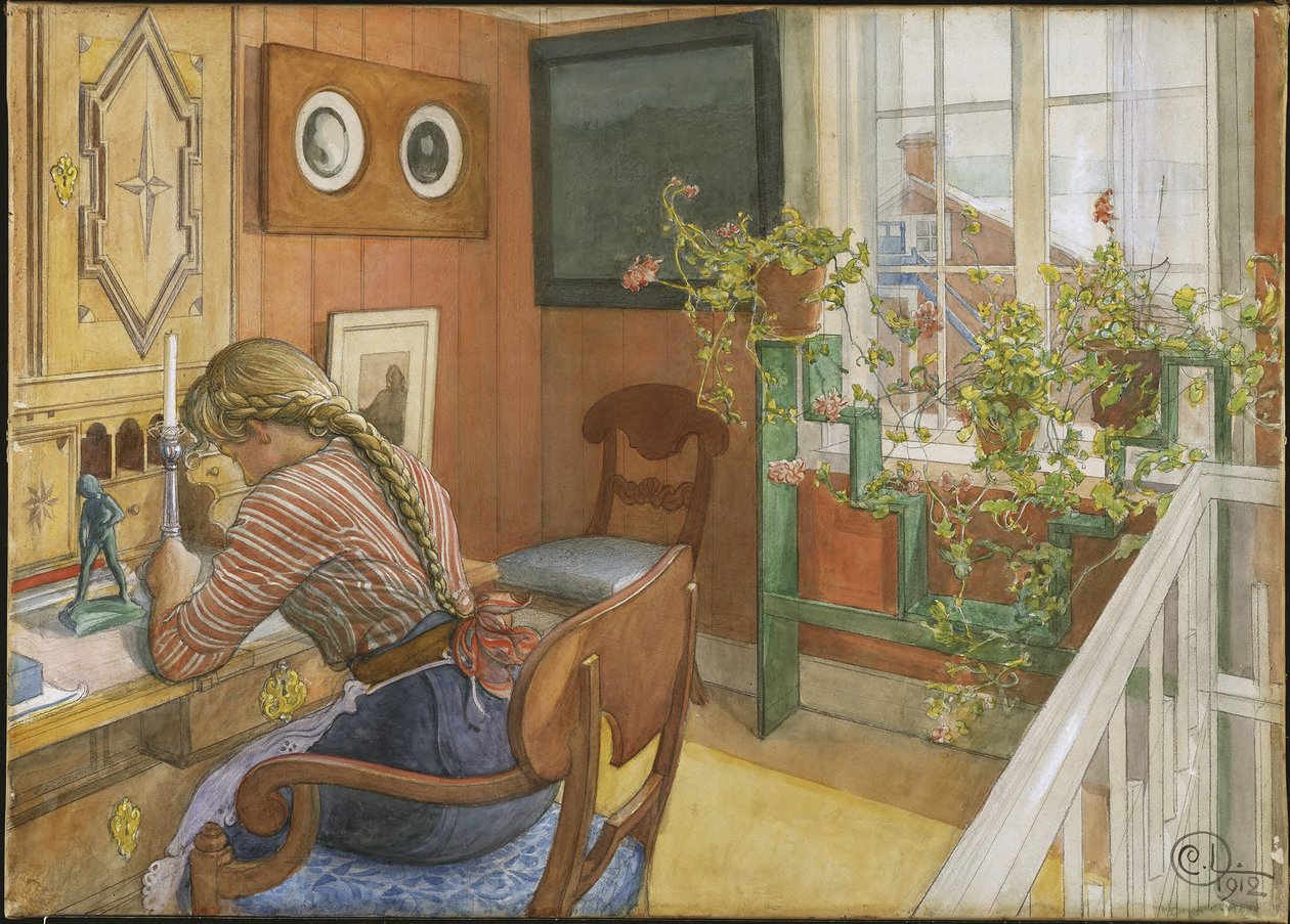 Brieven schrijven door Carl Larsson
