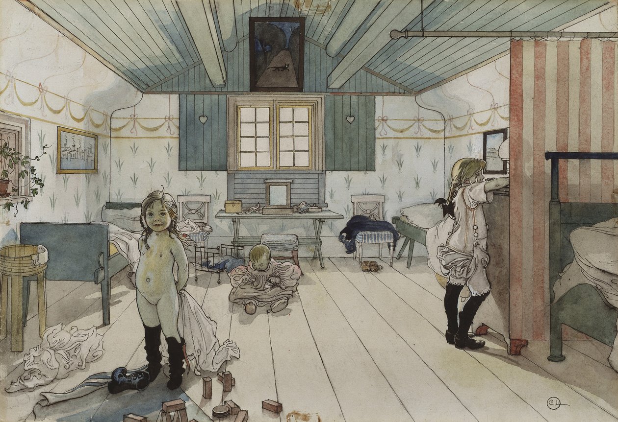 Mammas en de kleine meisjeskamer, uit de serie Een huis door Carl Larsson