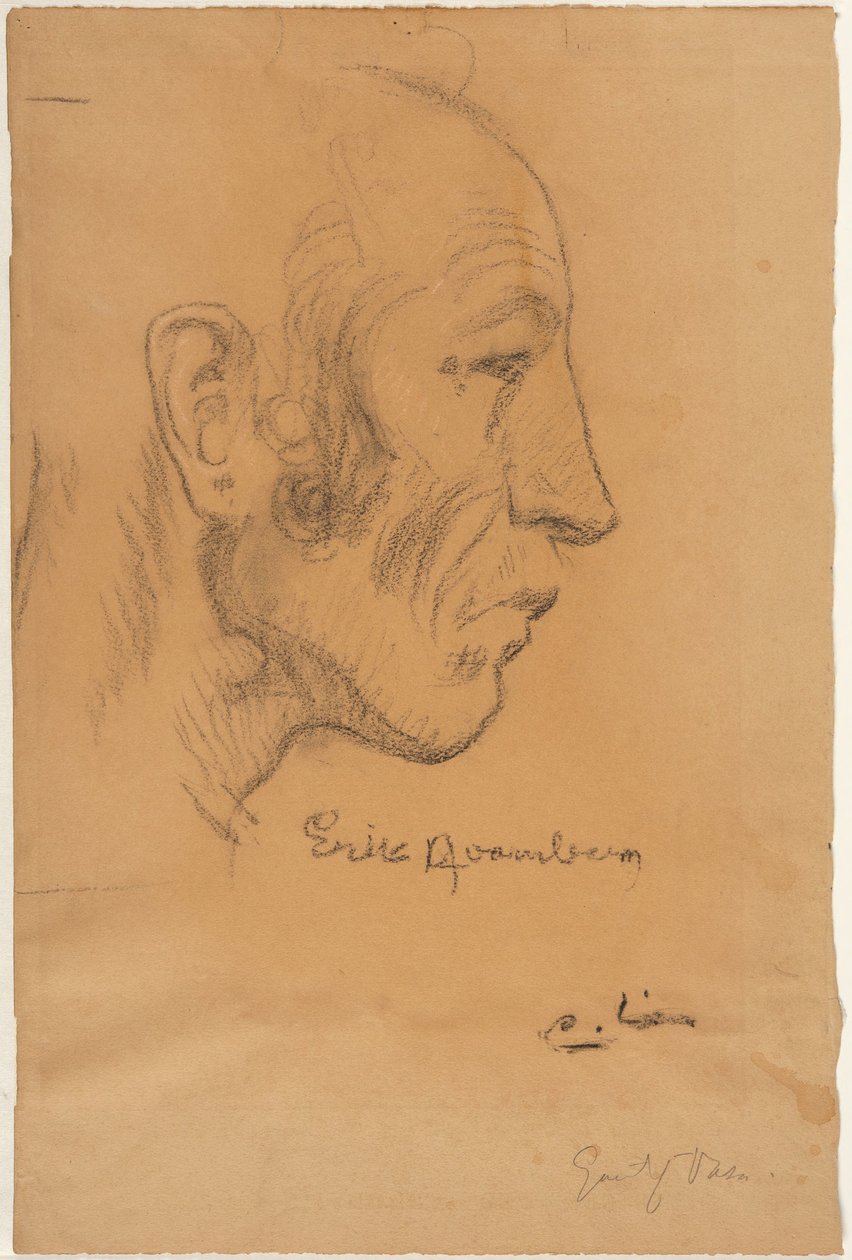 Profil eines Mannes nach rechts door Carl Larsson