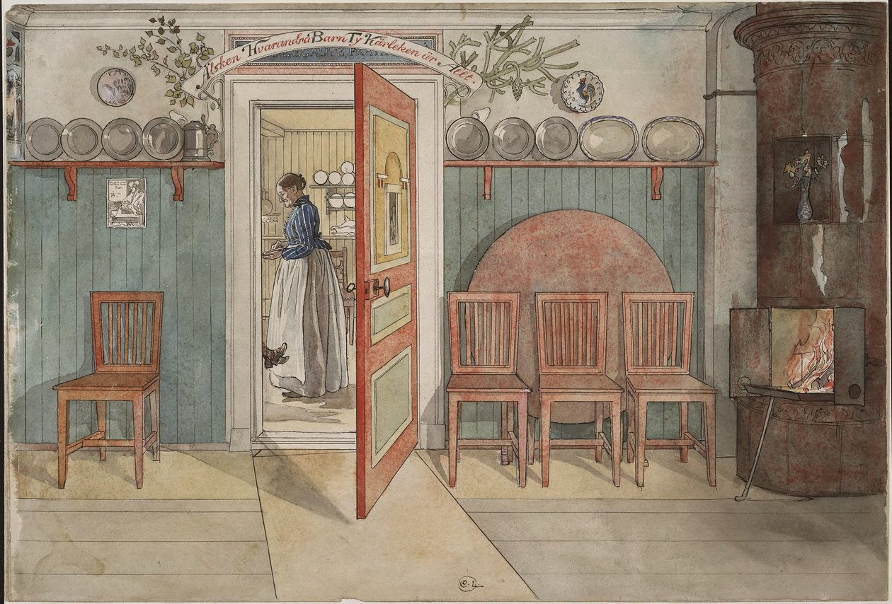 De oude Anna. Uit *A Home* (26 aquarellen) door Carl Larsson