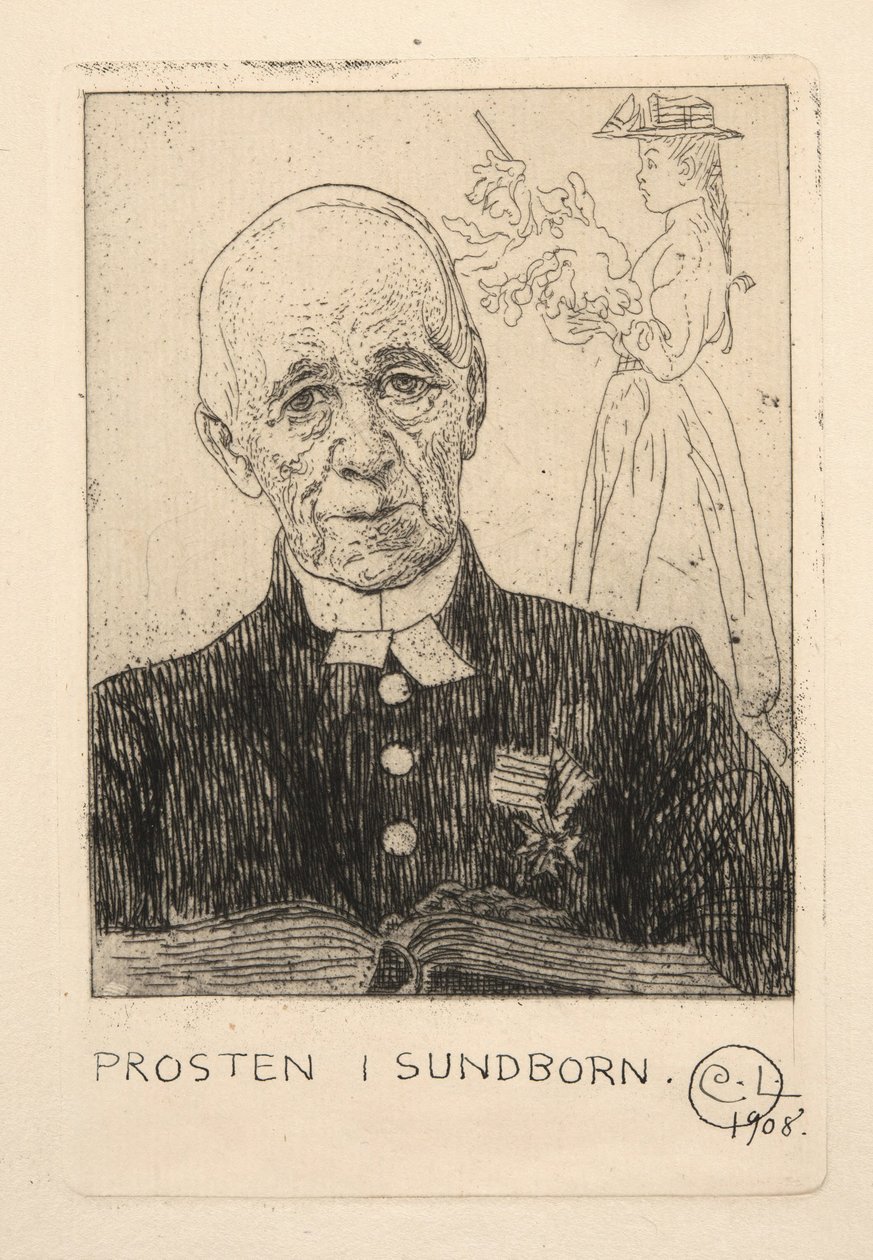 De predikant (Petterson) in Sundborn door Carl Larsson