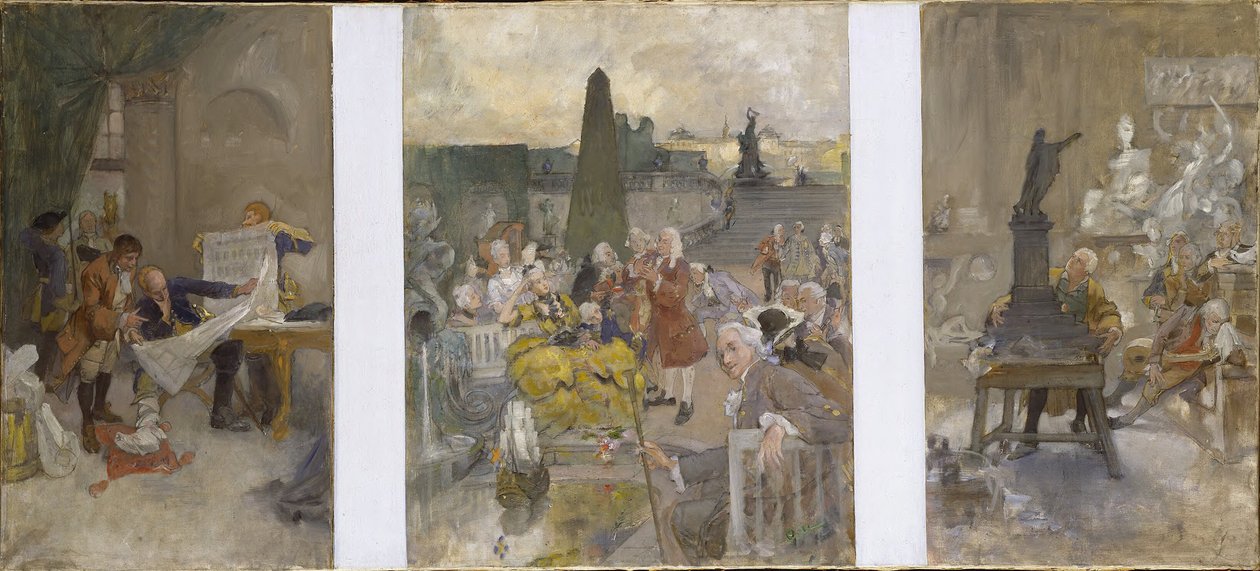 Herzien plan voor de decoratie van de muren in de benedenzaal van het NM door Carl Larsson