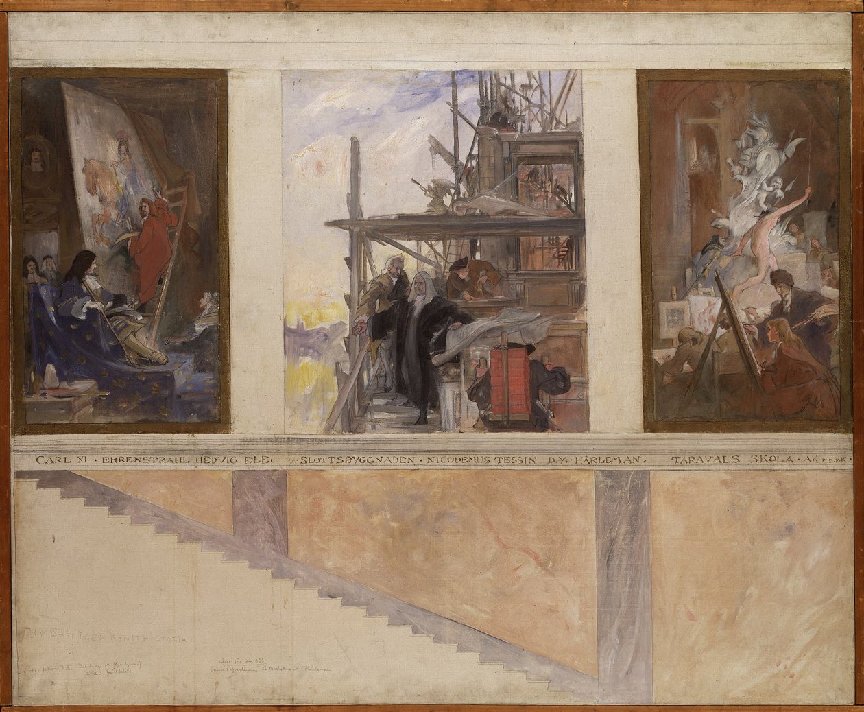 Tweede ontwerp voor de decoratie van de wanden in de benedenzaal van het Nationalmuseum door Carl Larsson