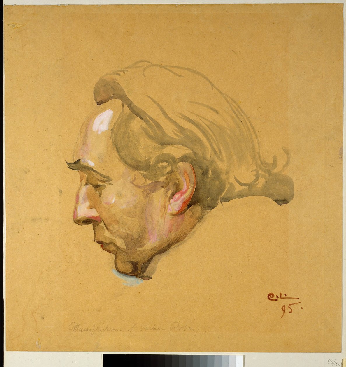 De Sergel-fresco. Studie naar het hoofd van Sergel door Carl Larsson