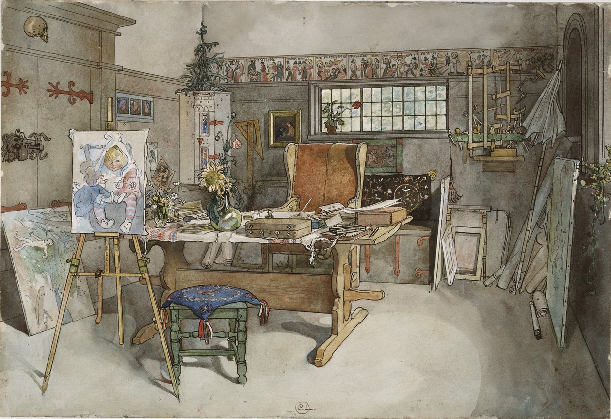 Het atelier, uit de serie Een huis door Carl Larsson