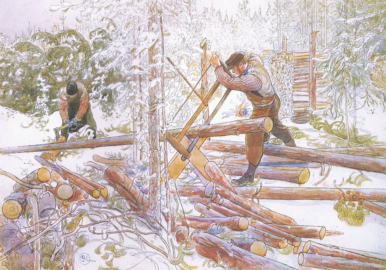 Ze werden toen in uniforme lengtes gesneden door Carl Larsson