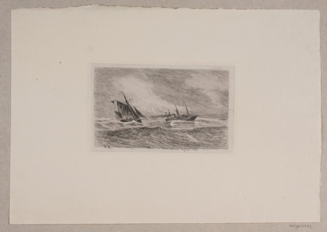 Storm in de Noordzee. Arcturus krijgt een loods door Carl Locher