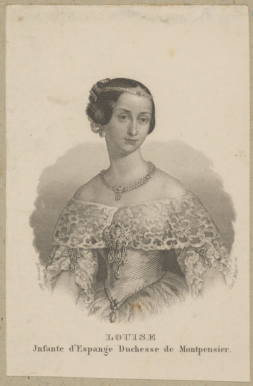 Maria Ludwika Ferdynanda van Spanje (eigenlijk María Luísa Fernanda de Borbón, 1832 Madrid - 1897 Sevilla) - infante van Spanje en hertogin van Montpensier door Carl Mayer