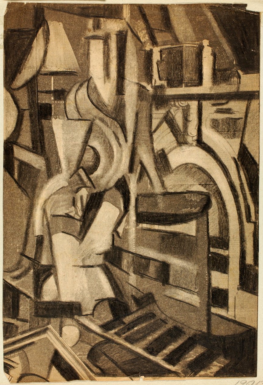 Abstract-zittende figuur door Carl Newman