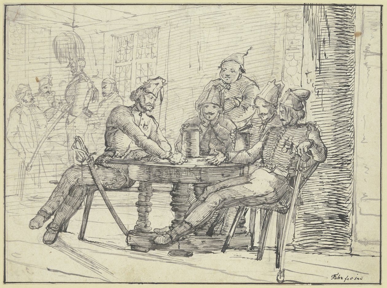Russische soldaten in een herberg door Carl Philipp Fohr