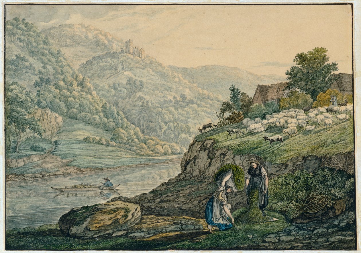Stolzeneck aan de Neckar (blad 19 uit het schetsboek van de Neckarstreek) door Carl Philipp Fohr