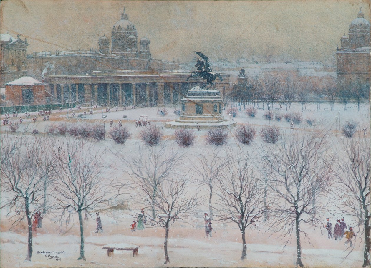 Het Buitenste Kasteelplein in Wenen in de Winter door Carl Pippich