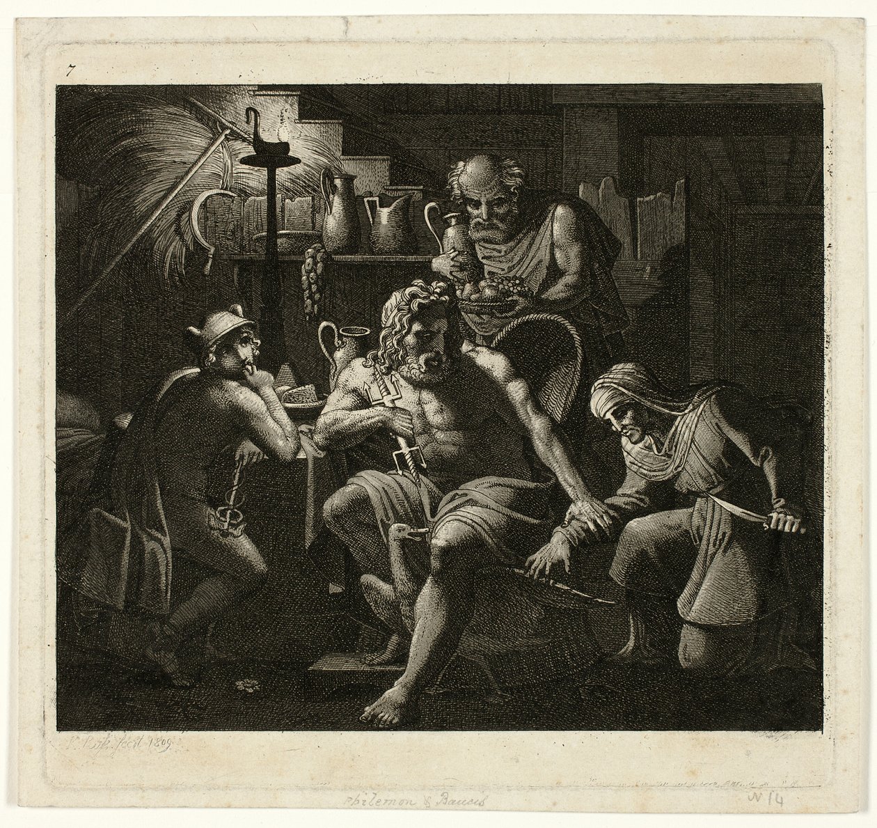 Jupiter Bezoekt Philemon en Bacchus door Carl Russ