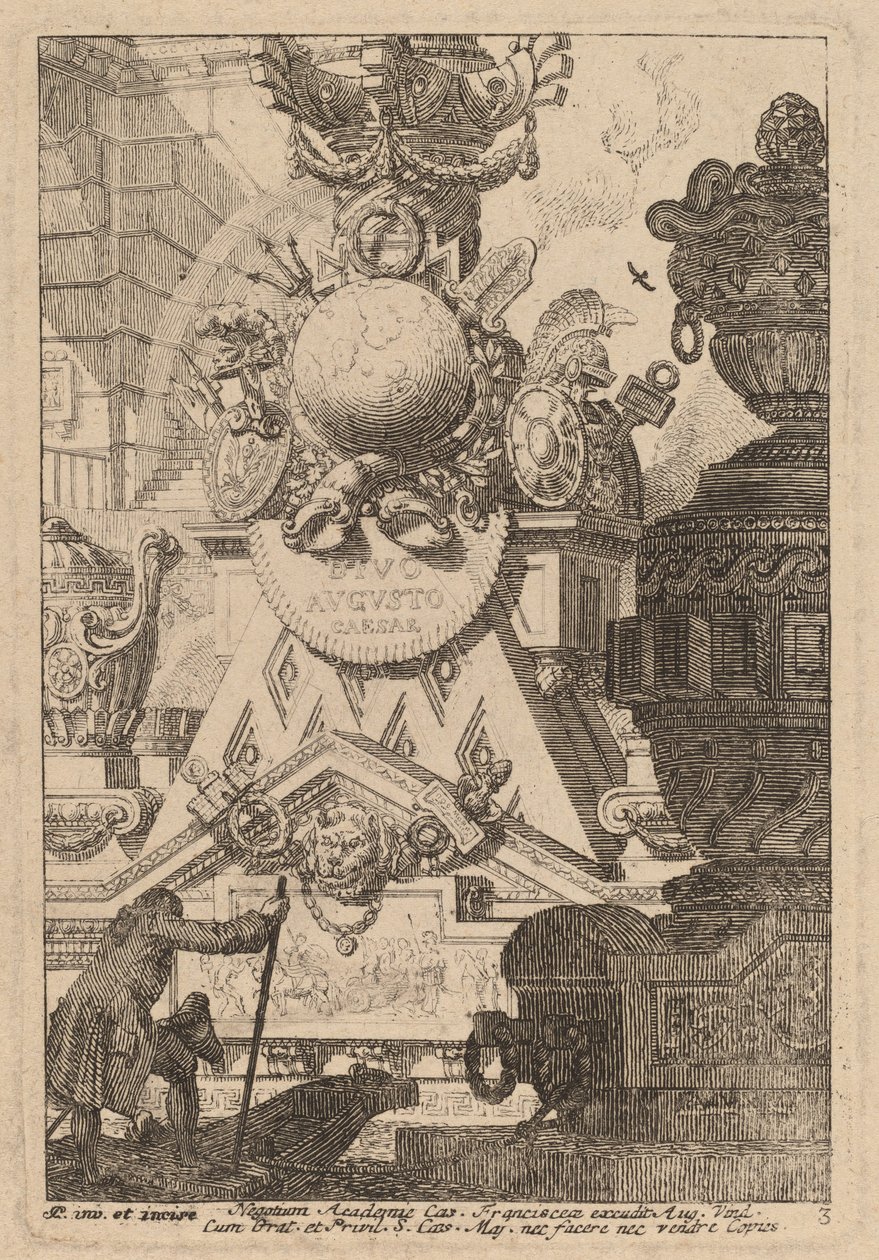 Fantasie van een antiek trofee voor Augustus door Carl Schütz