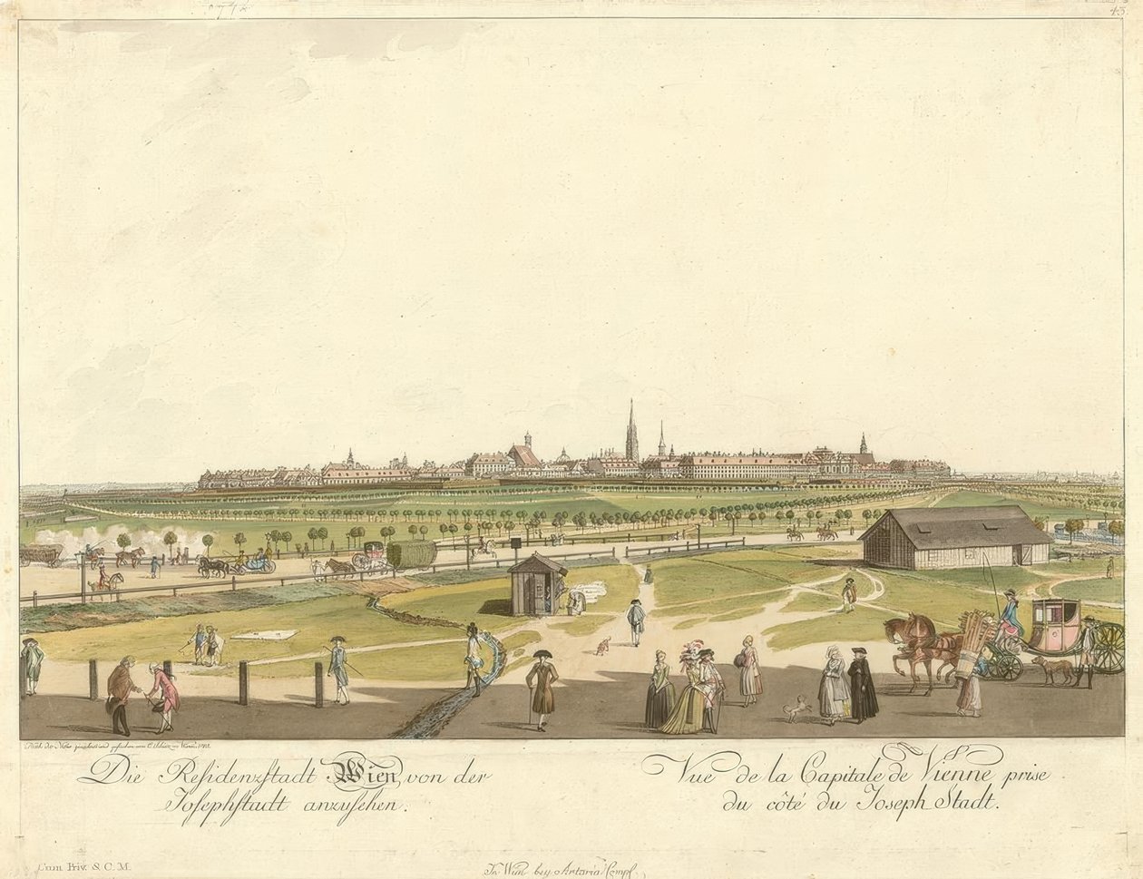 Wenen gezien vanuit de Josephstadt door Carl Schütz