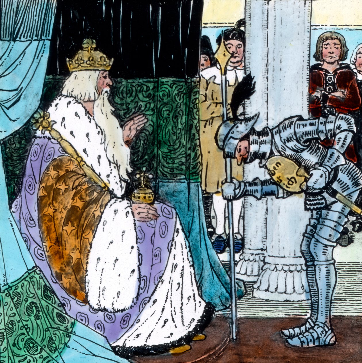 Brothers Grimm - Sprookjes - De Dappere Kleine Kleermaker. Beeld datum circa 1910. Carl Simon Archief door Carl Simon