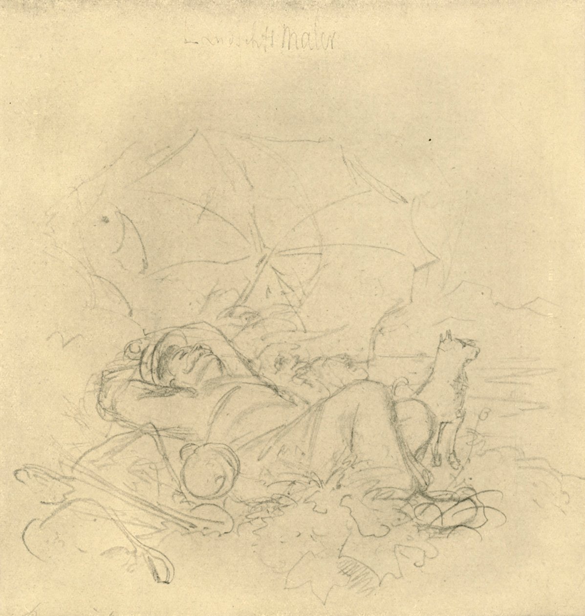 Der Landschaftsmaler I, midden-late 19e eeuw, ca. 1924 door Carl Spitzweg
