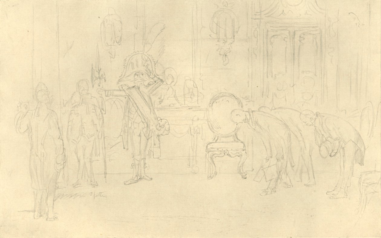 In de voorkamer van zijn Hoogheid, midden-late 19e eeuw, ca. 1924 door Carl Spitzweg