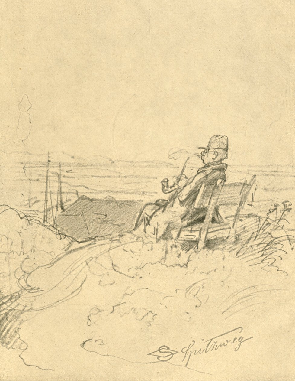 Na het werk is het goed rusten, midden-late 19e eeuw, c1924 door Carl Spitzweg