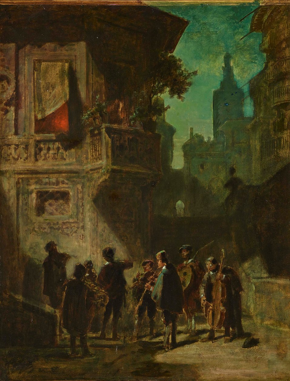 Spaanse serenade uit de Barbier van Sevilla, ca. 1856 door Carl Spitzweg