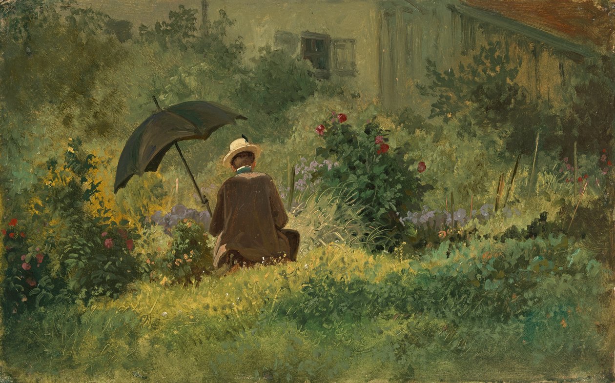 De schilder in de tuin, c.1860 door Carl Spitzweg