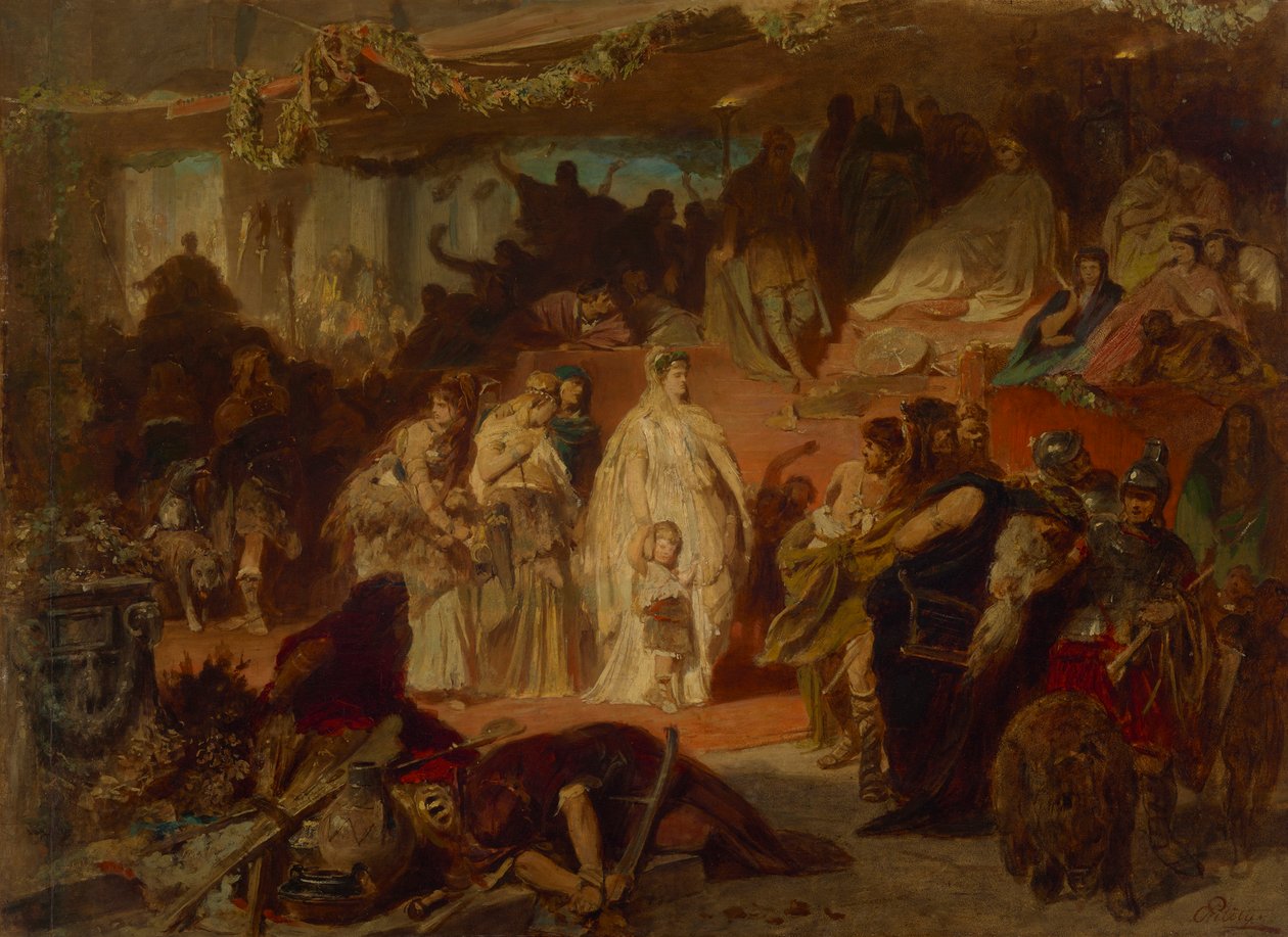 Thusnelda in de triomftocht van Germanicus door Carl Theodor von Piloty
