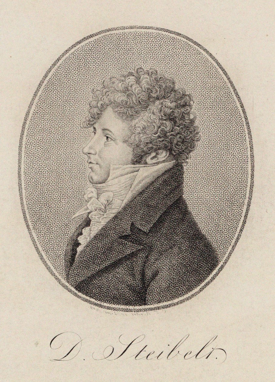 Portret van pianist en componist Daniel Steibelt 1765-1823, 1809 door Carl Traugott Riedel