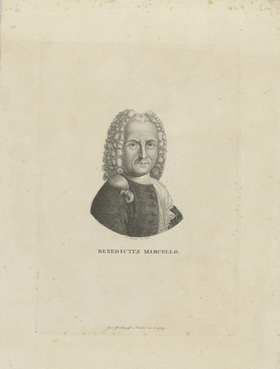 Portret van de componist Benedetto Marcello 1686-1739, ca. 1795 door Carl Traugott Riedel