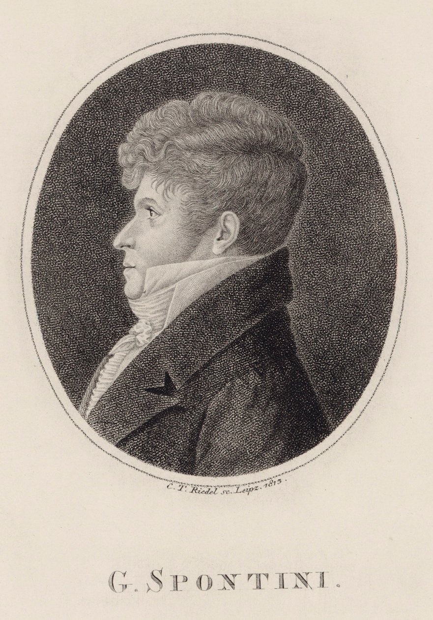Portret van de dirigent en componist Gaspare Spontini door Carl Traugott Riedel