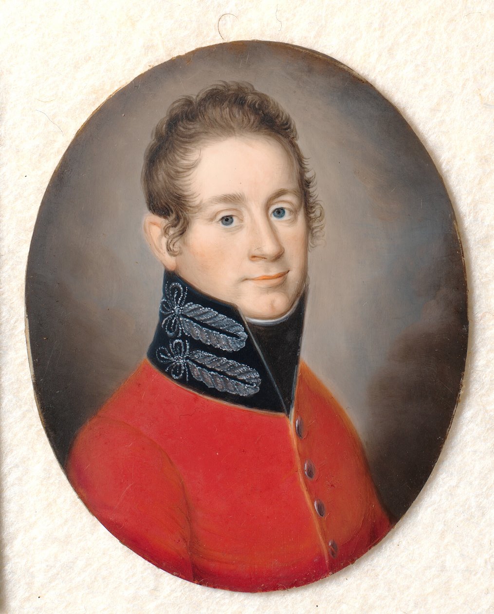 Portret van een Onbekende Man in een Rode Uniform door Carl Viertel