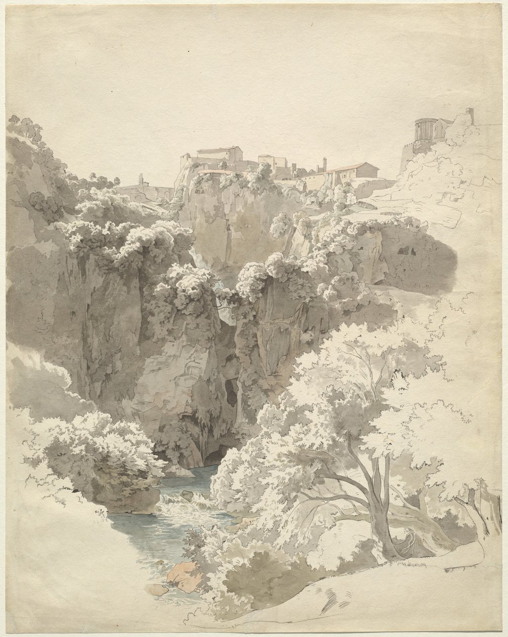 Tivoli en de Tempel van de Sibylle Boven de Aniene Kloof door Carl Wagner